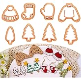 Puocaon Christmas Holiday Clay Cutters - 8 Pcs Christmas Tree Clay Cutters for Polymer Clay Jewelry Making, Christmas Jumper Socks Gloves Clay Jewelry Cutters, Cute Beanie Polymer Clay Earring Cutters