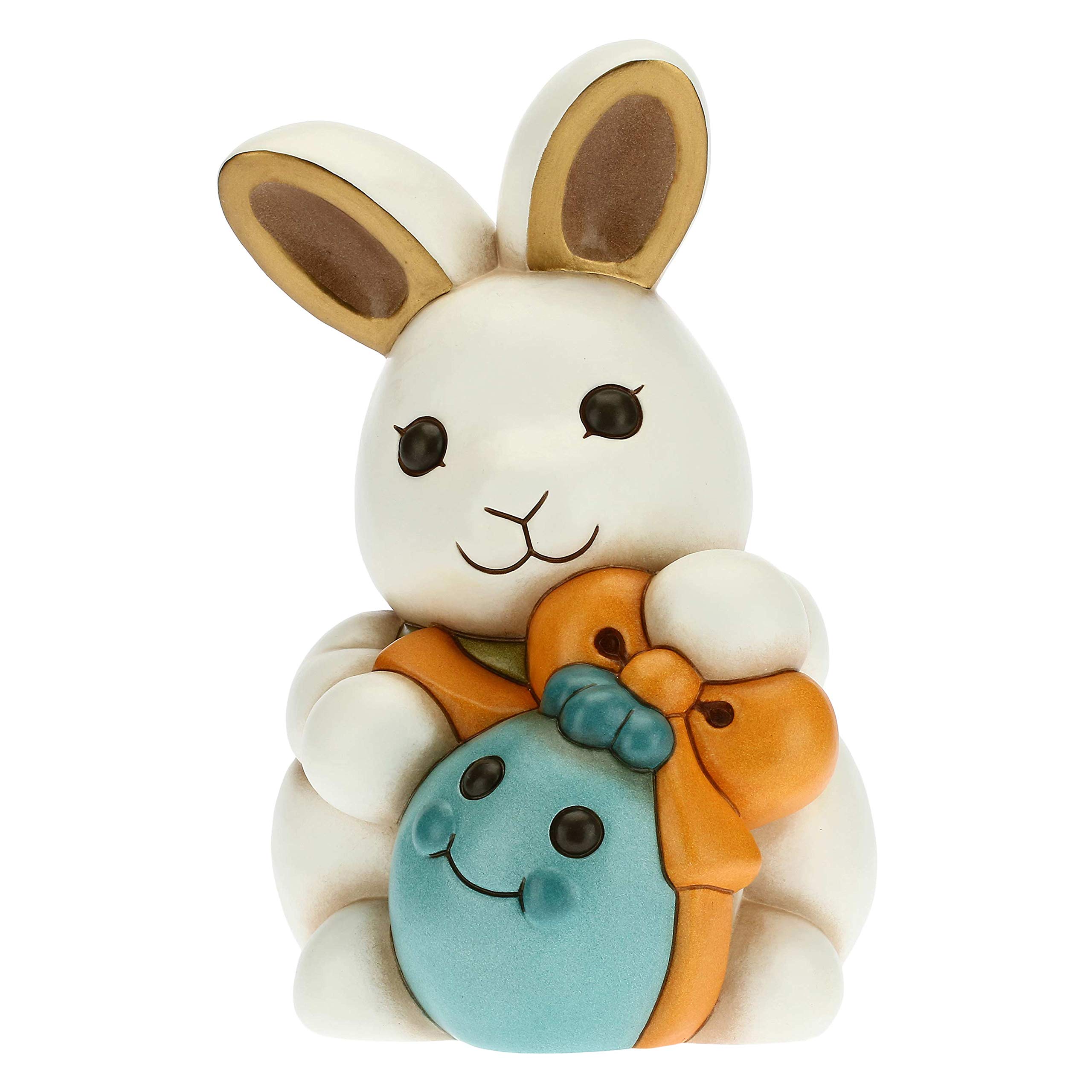 THUN - Adorable Joy Rabbit with Blue Egg - Ornaments - Gift Idea - Color Your Easter Line - Ceramic - 14.5x15.2x21 h cm