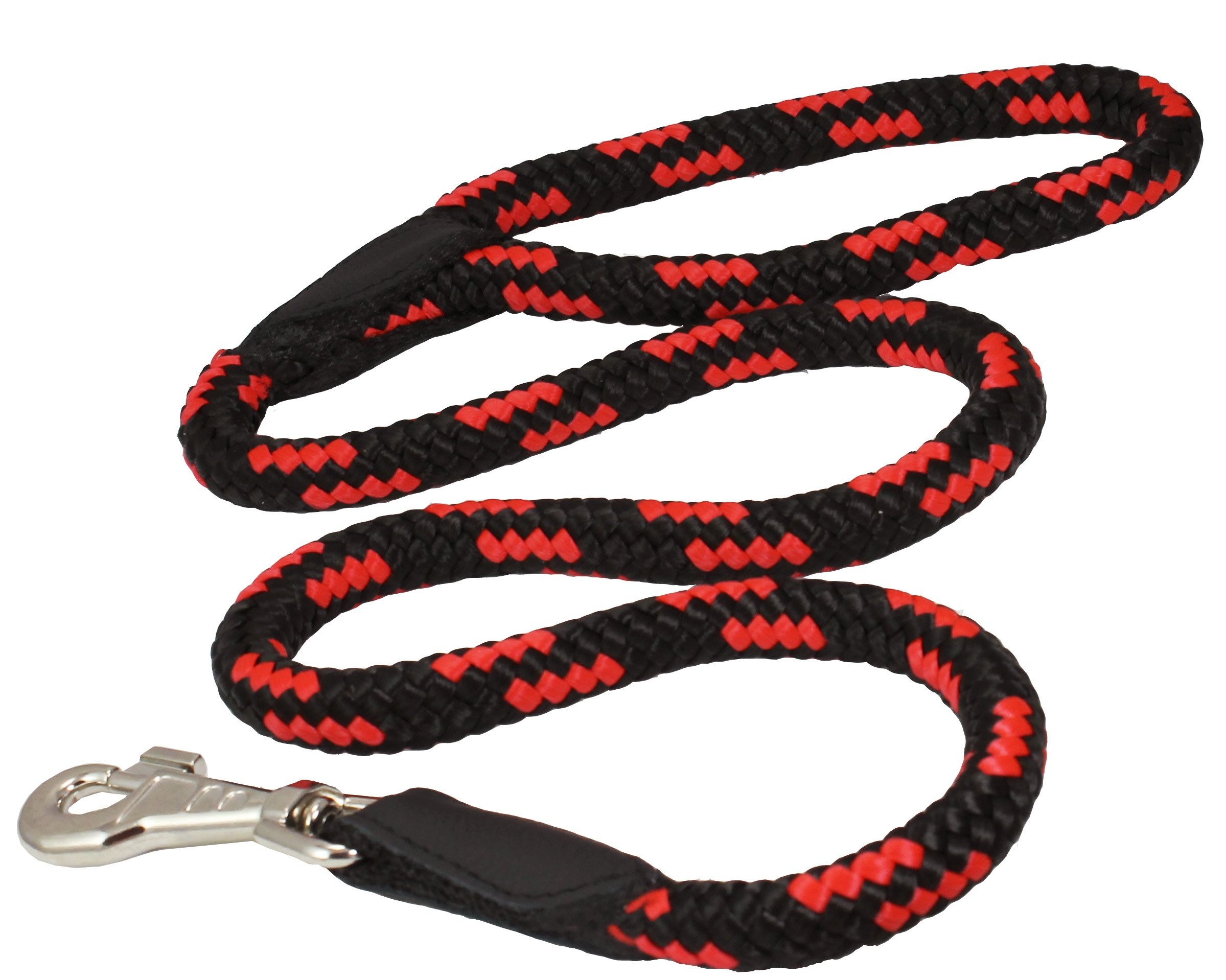 Dogs My Love Dog Rope Leash 4ft Long (XLarge: 4ft Long; 5/8" Diam (14mm), Red/Black)