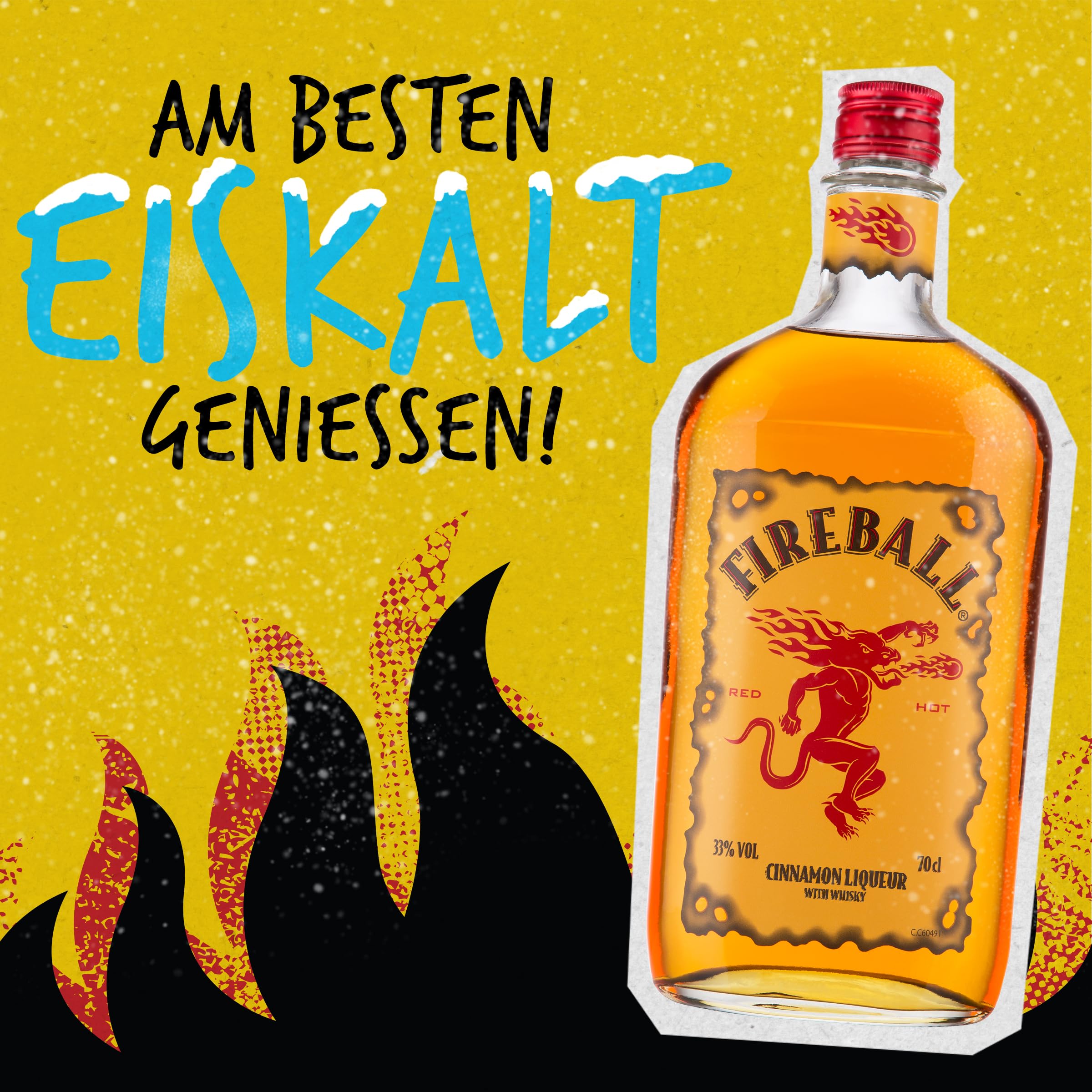 Fireball Cinnamon Whisky Liqueur, Kanadischer Whisky mit Echter Zimt‑Note, 33% vol, 700ml, Amerikas Nr.1 Shot‑Marke, Eiskalt Servieren, Würzig, Optimal für Shots, Mixgetränke & Cocktails 7
