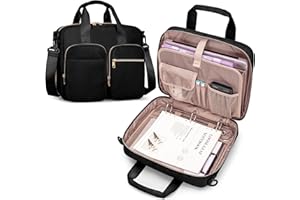 Prokva 3 Ring Zipper Binder, 2 Inch Ring Binder Organizer Bag with Shoulder Strap Fits 13 Inch Laptop and 500 Sheets, Black (Empty Bag Only)