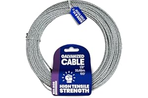 BEN-MOR Galvanized Steel Cable for Fencing, Clothesline, Deck Railing, Pulley, Winch Loop – 1/8 in x 100 FT 7X7 Core Flexible Cable Wire Rope with 840 LBS Breaking Strength for Home and Industrial Use