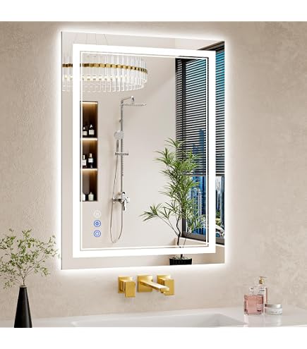 Sorvita LED Bathroom Mirror With Light – 28x36 Fogless Vanity Mirror, Dimmable Front & Backlit, Touch Sensor, Tempered Glass - View #5
