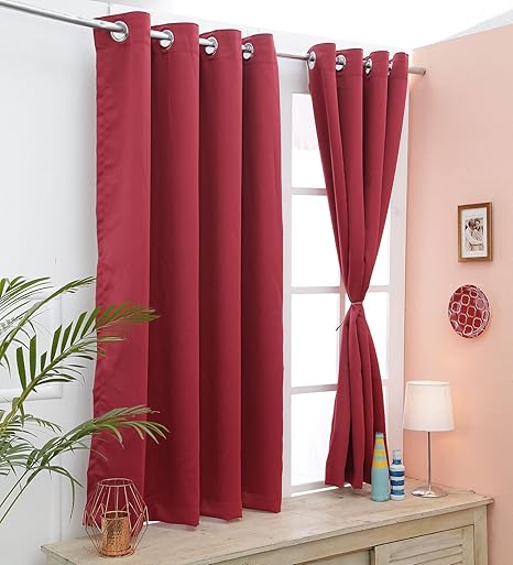 Buy Cliths Both Sided Burgundy Color Room Darkening Blackout