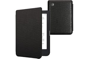 kwmobile Case Compatible with Kobo Clara 2E / Tolino Shine 4 Case - eReader Cover - Crocodile Skin Black