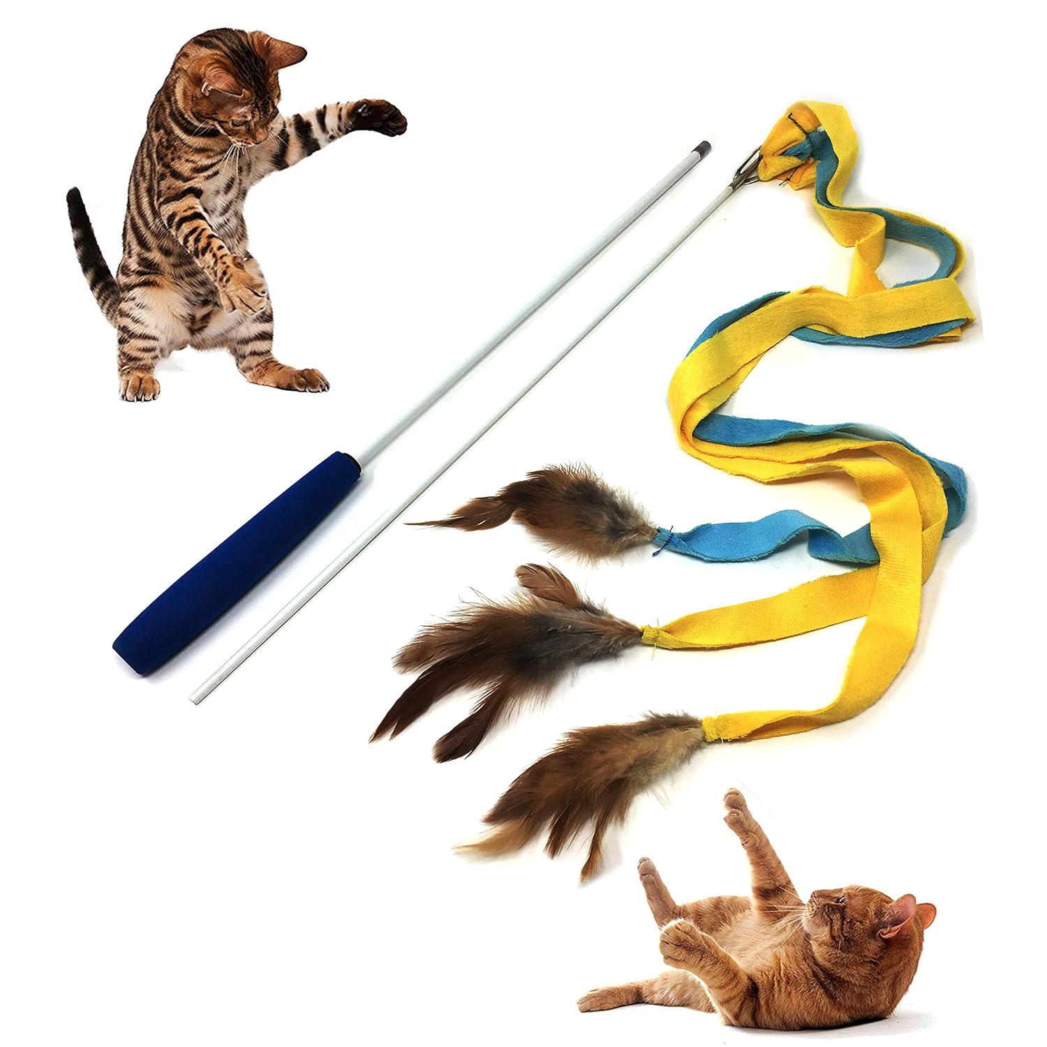 Cat Toy Colorful Pet Fit for Life 4 Feather Teaser and Exerciser for