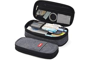 EASTHILL Big Capacity Pencil Pen Case Office College School Large Storage High Capacity Bag Pouch Holder Box Organizer (Deep Gray)