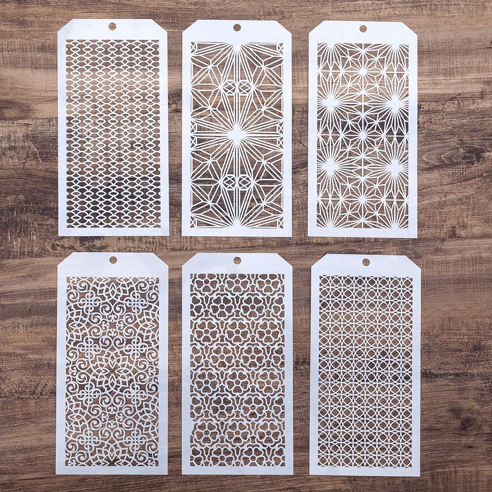 DIY Decorative Stencil Template for Scrapbooking Paiting on Wall Furniture Crafts,Set of 6 (Seamless Geoemtry)