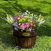 RIESEK 16 Bundles Artificial Flowers for Outdoor,No Fade UV Resistant Fake Flowers,Faux Plants for Outside Hanging Planters,Artificial Plants for Indoor Porch Garden Home Wedding Decor(Multi Color)