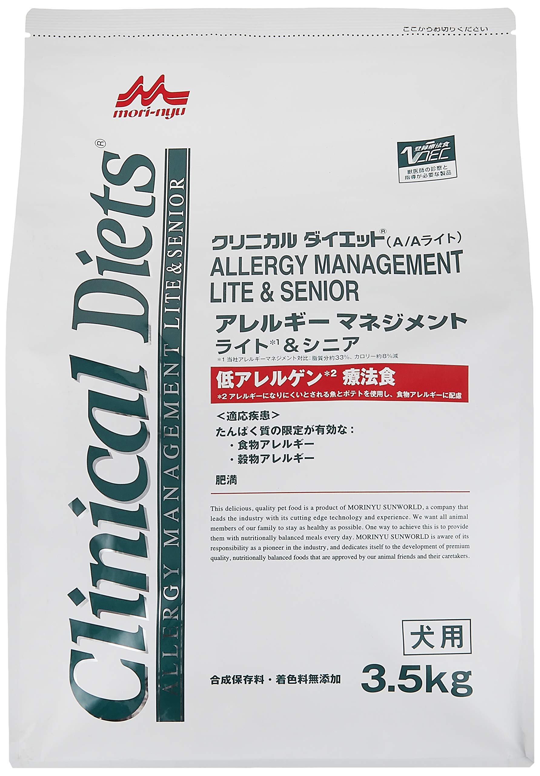 森乳サンワールド 療法食 クリニカルダイエット アレルギーマネジメント ライト&シニア 3.5kg商品画像