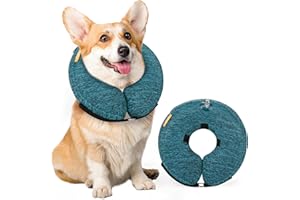 WONDAY Dog Cones for Small Medium Large Dogs, Soft Cone for Dogs After Surgery Inflatable Dog Cone Alternative Recovery Donut Collar (Blue, S-Neck:8"-11")