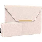 MOSISO Laptop Case 13.3 inch, 13-13.3 inch Laptop Sleeve Compatible with MacBook Air/Pro 13 / Pro 14, HP Dell ASUS Lenovo Notebook, Matte PU Leather Flap Case with Small Bag, Apricot