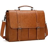 RAINSMORE Messenger Bag for Men 15.6 Inch Vintage Leather Briefcase Waterproof Laptop Bag Large Satchel Shoulder Bag Office Work Business College Computer Bag, Brown