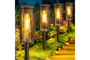 LETMY Solar Pathway Lights Outdoor, Upgraded 8 Pack Solar Lights Outdoor, IP65 Waterproof Auto On/Off Solar Landscape Path Lights Outdoor Solar Garden Lights for Yard Patio Lawn Walkway Driveway