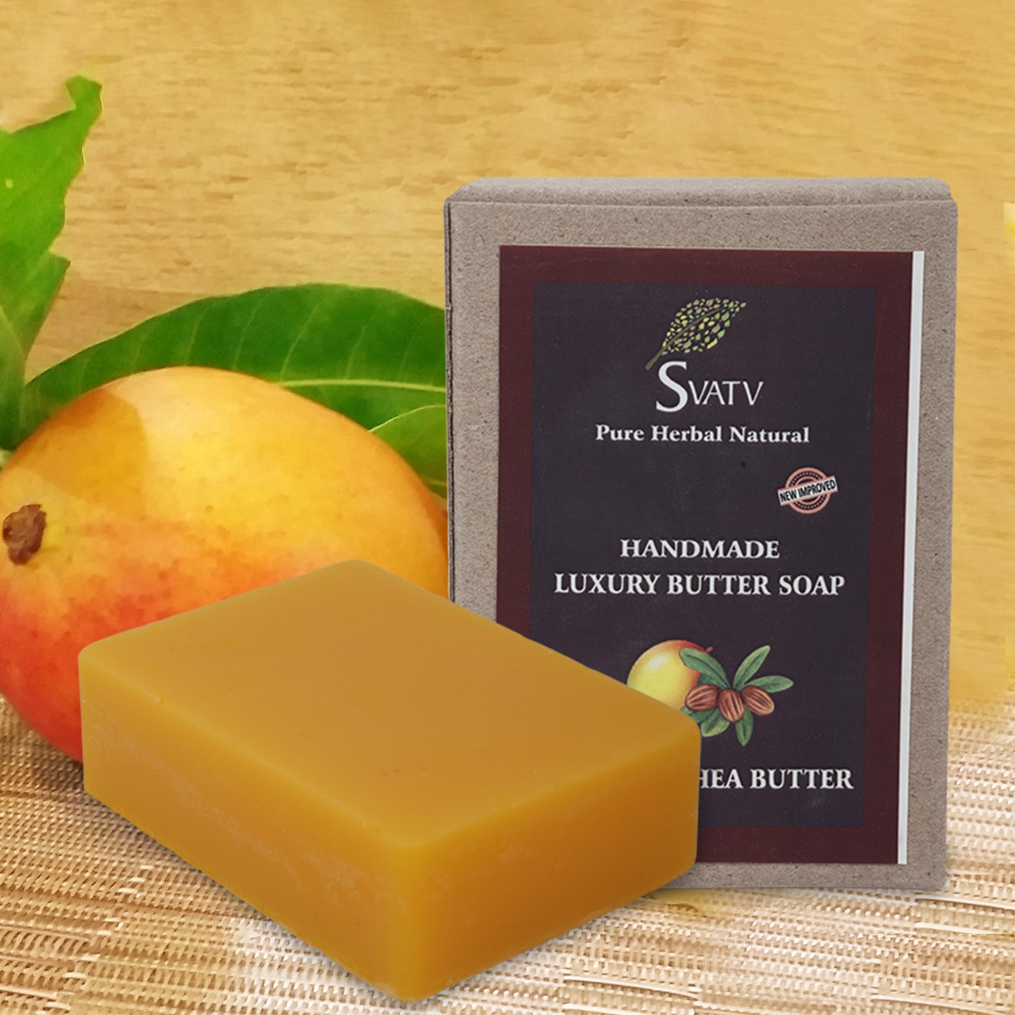 SVATV Soap Mango & Shea Butter - Best Exfoliating Bar, Traditional Ayurvedic Herbal Soap For All Skin Type - 125 Grams