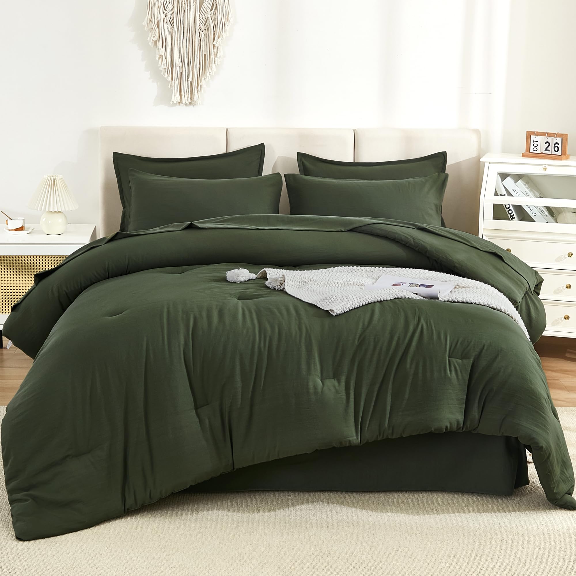 Litanika Dark Olive Green Queen Size Comforter Set