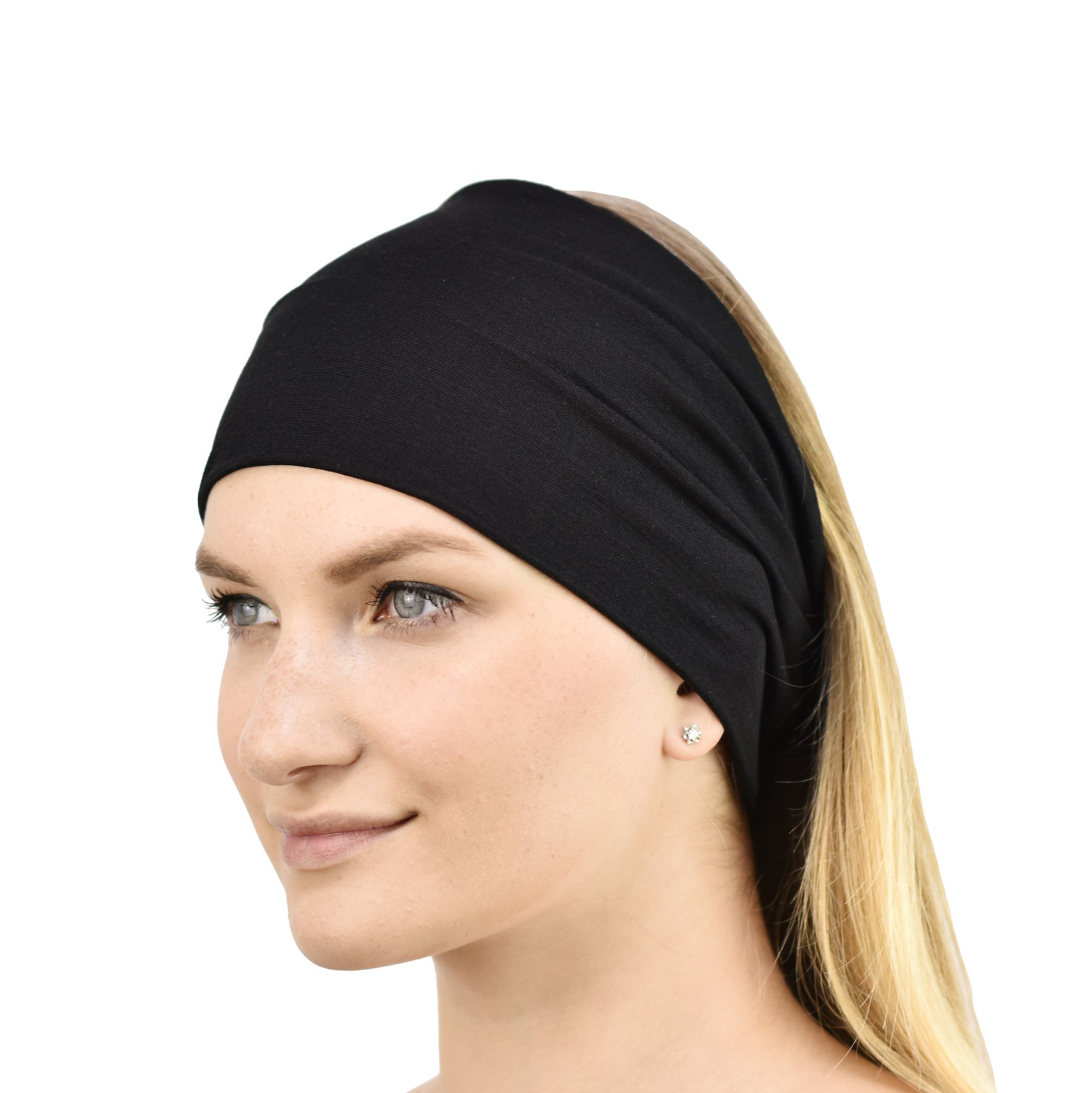 Jasmine Silk Unisex Silk Headband Hair Band (Black)