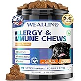 Dog Allergy Relief Chews, 200 Treats Anti-Itch Allergy Soft Chews for Dogs with Probiotics & Omega 3 Fish Oil, Itchy Skin Relief, Immune Support, Paw Licking Itchy Ears & Hot Spots, Seasonal Allergies