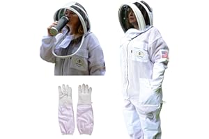 US APIARY 3 Layer Bee Suit with Fencing Veil One Pair Gloves Sting Proof Ventilated Beekeeping Suit