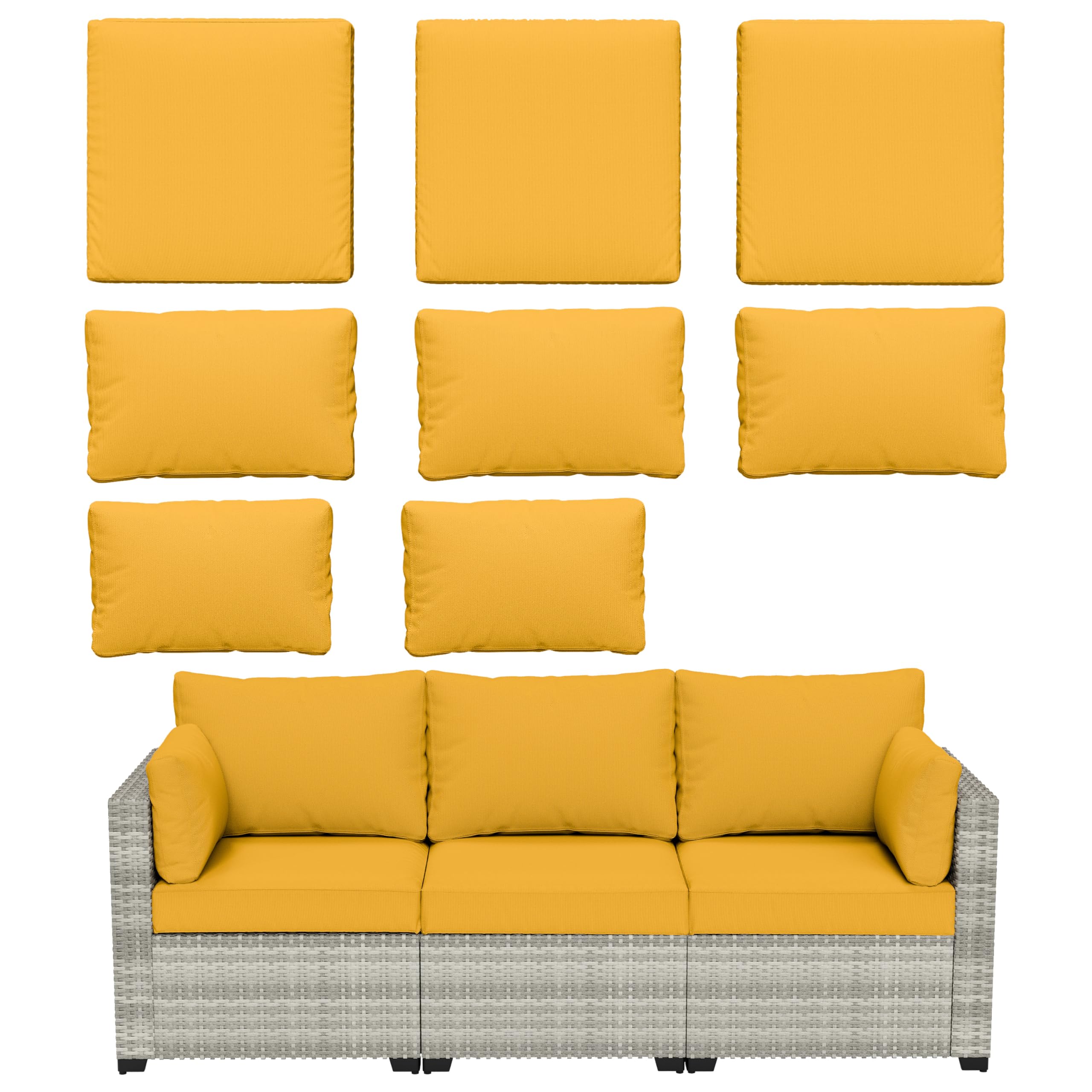 Photo 1 of Pakunoda 8 pcs Outdoor Cushion Slipcovers Outdoor Patio Cushions Covers Replacement Waterproof with Zipper w/3 Seat Cushion Covers and 5 Backrest Pillow Covers, Covers Only