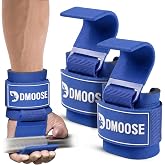 DMoose Fitness Weight Lifting Hooks (Pair) for Deadlifts, Pull Ups, Rows &amp; Shrugs - Anti-Rip Nylon Strap Hand Grips with Thick Wrist Padding - Heavy Duty Wrist Straps for Weightlifting &amp; Gym Workouts