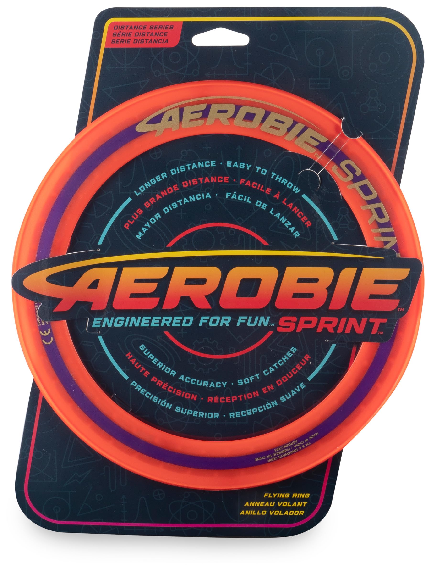 Aerobie Sprint Flying Ring, throw ring, 25.4 cm Diameter, Orange