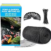 BUZIFU Pond Netting, 15 x 20FT Heavy Duty Pond Net for Koi Ponds, Garden Pool Fine Mesh Netting Kit for Leaves, Protects Koi Fish from Birds Cats Predators, with 14 Stakes and 30 Cable Zip Ties