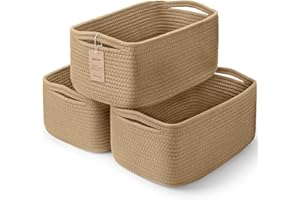 Maxuni 3-Pack Storage Baskets for Organizing | Woven Shelf Toy Basket | Rope Baskets for Gifts Empty | Closet Organizer Bins with Handles | Cube Decorative Box | 11.8×7.8×5.1” | Brown