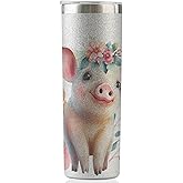 Onebttl Pig Gifts for Pig Lovers, Women, Girls, Gifts for Daughter, Wife, Piggy Lovers on Christmas, Birthday, Glitter Insulated 20oz Stainless Steel Tumbler