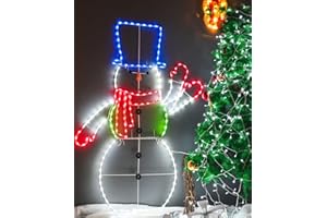 ZHOUDUIDUI 5FT 195 LED Snowman Light, Colorful Neon Light Sign Animated Christmas Decoration for Indoor Outdoor Yard Home Garden Christmas Festival Party Decoration