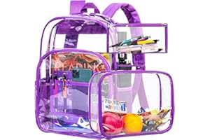 KLFVB 3PCS Clear Backpack, Heavy Duty Transparent Bookbag, See Through Sequin Backpacks - Deep Purple