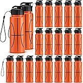 Mifoci 20 Pieces Sports Water Bottle Bulk 17 oz Reusable Plastic Biking Water Bottle Tumbler Adults Reusable Large Bottles with Leak Proof Flip Top for Party Outdoor (Basketball,Orange)