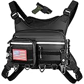 PLUSINNO Chest Bag For Men and Women, Chest Rig Tactical Vest for Sport, Running Phone Holder, EDC Travel Chest Pack for Hiking, Running, Motorcycling,Workouts