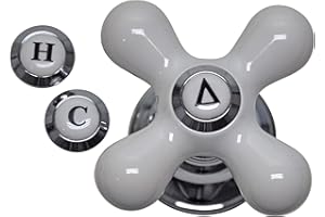 Danco 46004 Cross-Arm Tub/Shower & Sink Faucet Handle, Fits 2-3 Handle Faucets, DOES NOT FIT DELTA & MOEN FAUCETS, Chrome/White Porcelain, 2.25 H (Pack of 1)