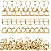 30 Pcs Swivel Snap Hooks Kit, 0.5in/13mm Slide Buckles D Rings for Purse Hardware for Bag Making, Clasps D Ring Keychain Heavy Duty Swivel Hooks for Purses, Bag Dog Collar Keychain Making Kit