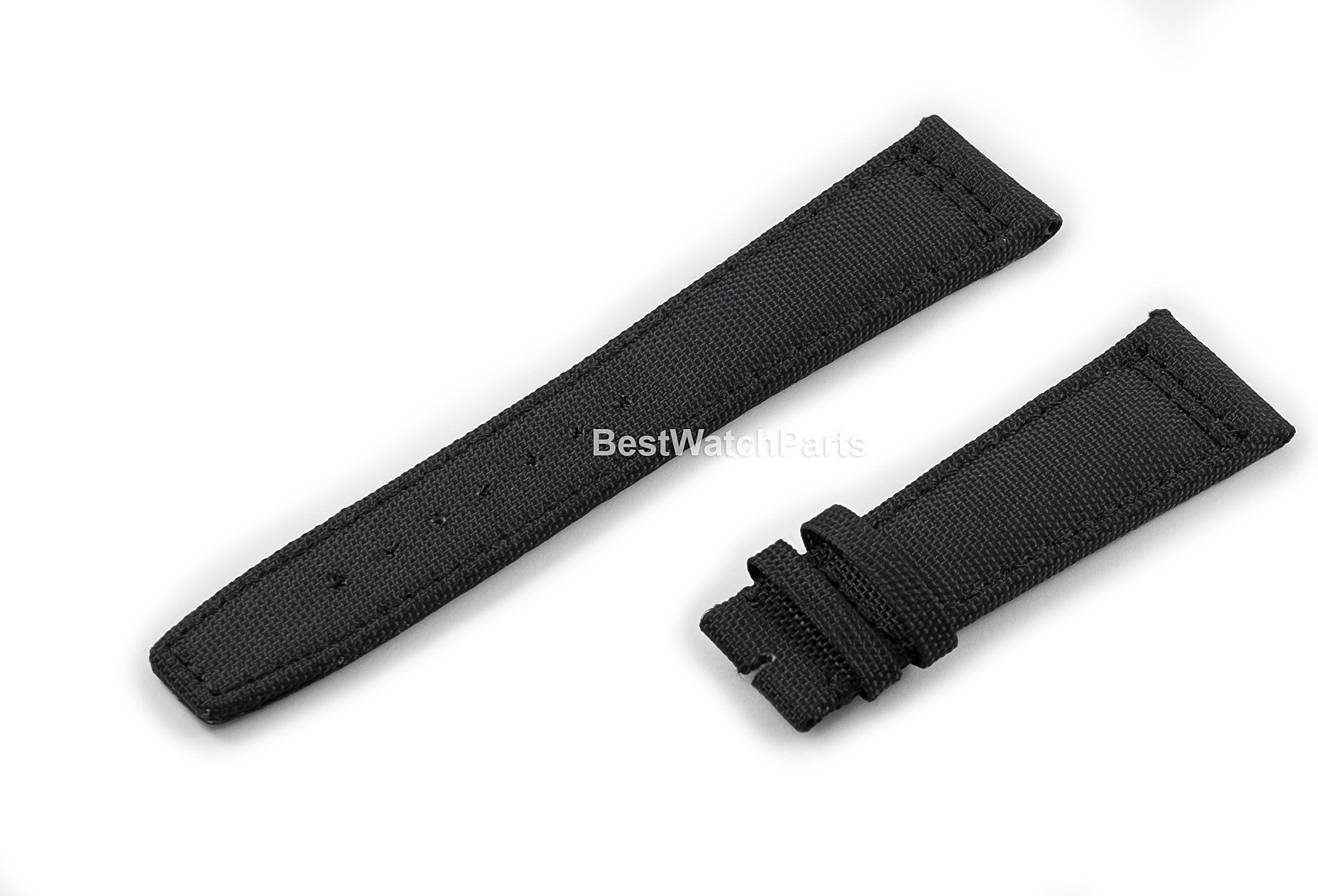 22MM Black Fabric Canvas Leather Strap Band Belt fit for Top Gun Pilot Watches