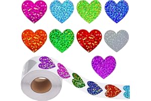 Motarto 500 Pieces Glitter Heart Decorative Self-Adhesive Stickers Valentine's Love Decorative Stickers Valentine's Day, Wedding, Anniversaries