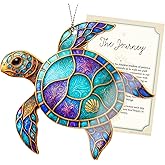 Sea Turtle Gifts for Women - Beach Suncatcher Ornament with Story Card - Turtle Christmas Cards - Beach Gifts for Women - Coastal Christmas Ornaments - White Elephant Presents for Friends