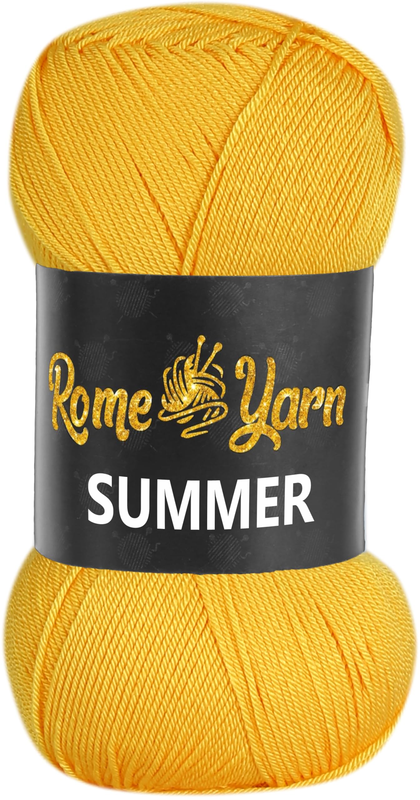 Rome Yarn Summer Yarn | Silk Effect | #2 Fine | 100 g | 350 m | Anti-Pilling Acrylic Yarn | Knitting Thread Crochet Art Lace Craft (1 Pack, 318 Dark Yellow)