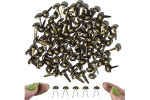 Paper Fasteners 100pcs for Crafts Small Metal Brass Brads DIY Button Bronze Mini Round Head Pins Scrapbooking Journals School Project Supplies Decorative Arts Sets 6x10mm by CATaireen