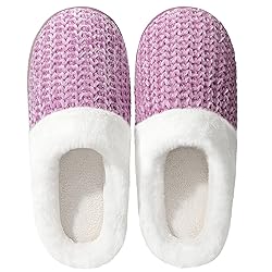shoeslocker Slippers for Women Memory Foam Fuzzy