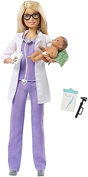 Barbie FPR44 Kinderärztin Puppe mit Baby, Medizin Spielset mit Arzt Zubehörteilen, ab 3 Jahren