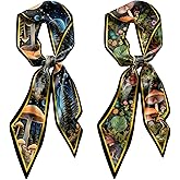 Zewurtuw 2PCS Scarf Silk Feeling Hair Head Satin Long Neck Fashion Scarfs for Bag Decoration Women Girls Cute 59 * 6.7”