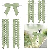 LiBongTa 50 PCs Sage Green Bow 2.5" Grosgrain Ribbon Bow for Decorations, Small Bows for Crafts, Mini Bow Twist Tie Bows for Gift Wrapping, Premade Bows for Baby Shower, Wedding, Party, Candy