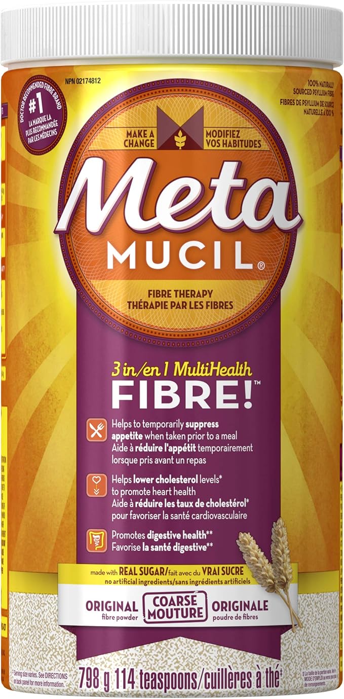 Metamucil 3 in 1 MultiHealth Fibre! Fiber Supplement Powder, Original