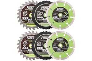 FACHLICH 4-1/2" Circular Saw Blades Set,6pcs HSS/TCT/Diamond Saw Blades for Cutting Wood Metal Plastic Tile 3/8 inch Arbor
