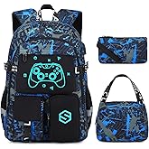 Scothen Boys Backpack, Cool Luminous School Backpacks for Boys with Lunch Bag Pencil Case, Kids Backpack Kindergarten Elementary Middle School Book Bags for Teen Boy Children with USB Charging Port