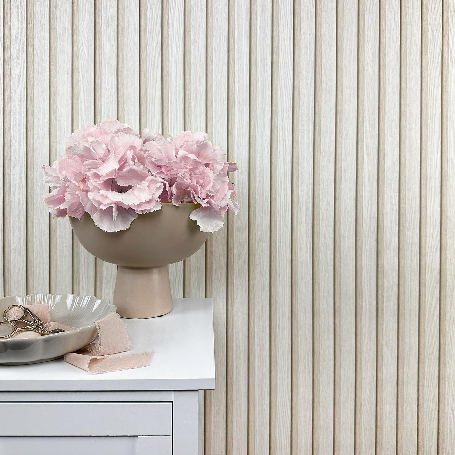 WALLCOVER Wallpaper Wood Effect Beige Non-Woven Wallpaper Acoustic Panels Wooden Wall 3D Effect Skandi Wood Panels Natural Look Modern Wooden Wall 10.05 m x 0.53 m Made in Germany — image 1