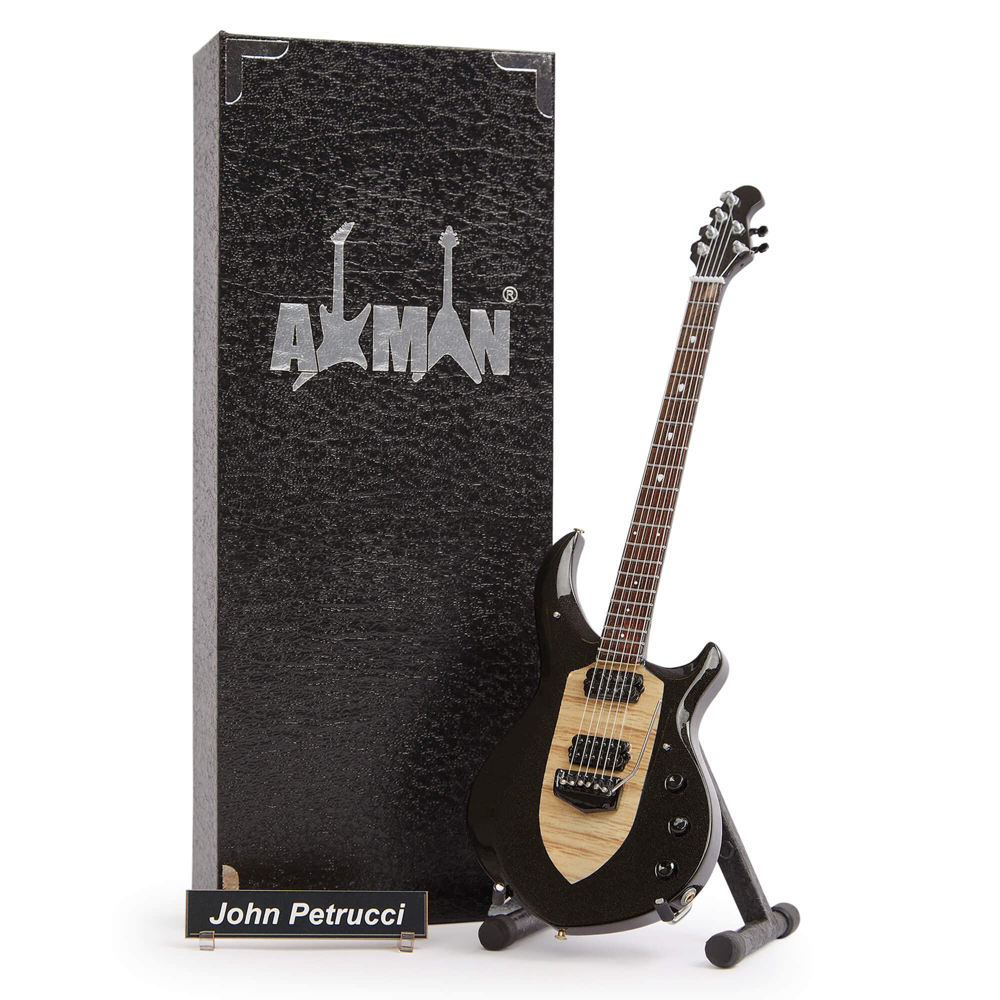 Axman John P : Majesty Music Man - Miniature Guitar Replica - Music Gifts - Handmade Ornamental 1/4 Scale - Includes a Display Box, Name Tag and Miniature Guitar Stand