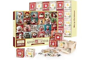 FAXUZIE Christmas 2024 Advent Calendar Puzzle,1008Pcs Dog&Cat Advent Calendar Puzzle Christmas Gifts for Family Games for Kids, Adult
